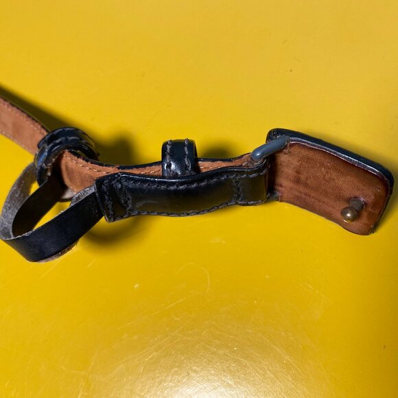 J Crew Black Circa 2000 Calf-Skin Skinny Belt Made in Italy - Picture 2 of 6